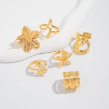Bohemia 6pcs Flower Starfish Pearl Irregular Curved Ring Set - ArtGalleryZen