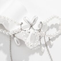 Bohemia Abstract Pattern Pearl Chain Tassel Choker Necklace - ArtGalleryZen