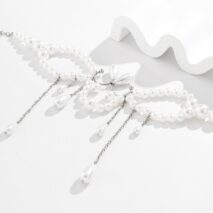 Bohemia Abstract Pattern Pearl Chain Tassel Choker Necklace - ArtGalleryZen