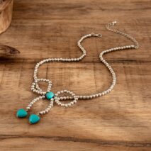 Bohemia Bowknot Shaped Turquoise Beaded Chain Necklace - ArtGalleryZen