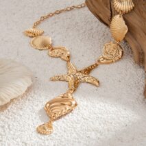 Bohemia Chunky Conch Shell Starfish Charm Y Necklace - ArtGalleryZen