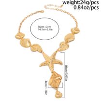 Bohemia Chunky Conch Shell Starfish Charm Y Necklace - ArtGalleryZen