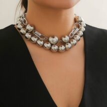 Bohemia Chunky Layered Pearl Chain Choker Necklace Set - ArtGalleryZen