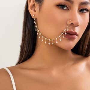 Bohemia Crystal Tassel Nose To Ear Chain - ArtGalleryZen
