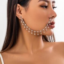 Bohemia Crystal Tassel Nose To Ear Chain - ArtGalleryZen