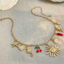 Bohemia Enamel Cherry Sun Starfish Heart Tassel Necklace - ArtGalleryZen