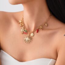 Bohemia Enamel Cherry Sun Starfish Heart Tassel Necklace - ArtGalleryZen