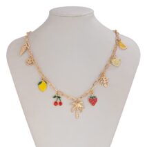 Bohemia Enamel Fruit Coconut Tree Heart Charm Necklace - ArtGalleryZen