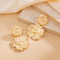 Bohemia Gold Silver Plated Sunflower Dangle Earrings - ArtGalleryZen