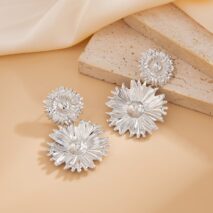 Bohemia Gold Silver Plated Sunflower Dangle Earrings - ArtGalleryZen