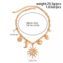 Bohemia Gold Tone Sun Moon Heart Pearl Pendant Necklace - ArtGalleryZen
