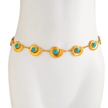 Bohemia Gold Tone Turquoise Inlaid Conch Waist Chain - ArtGalleryZen