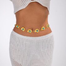 Bohemia Gold Tone Turquoise Inlaid Conch Waist Chain - ArtGalleryZen