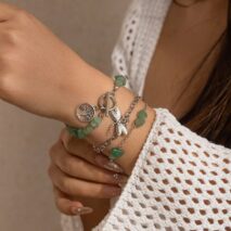 Bohemia Layered Dragonfly Tree Charm Turquoise Stone Bracelet Set - ArtGalleryZen