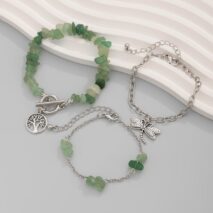 Bohemia Layered Dragonfly Tree Charm Turquoise Stone Bracelet Set - ArtGalleryZen