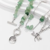 Bohemia Layered Dragonfly Tree Charm Turquoise Stone Bracelet Set - ArtGalleryZen