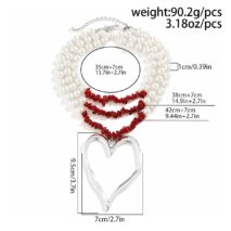 Bohemia Layered Turquoise Pearl Chain Heart Pendant Choker Necklace - ArtGalleryZen