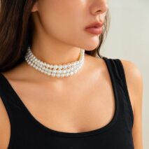 Bohemian Layered Pearl Chain Choker Necklace - ArtGalleryZen