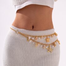 Bohemia Layered Pearl Conch Starfish Charm Waist Chain - ArtGalleryZen