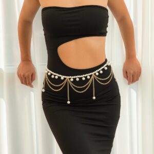 Bohemia Layered Pearl Tassel Curb Waist Chain - ArtGalleryZen