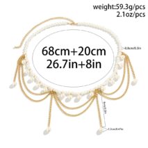 Bohemia Layered Pearl Tassel Curb Waist Chain - ArtGalleryZen
