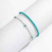 Bohemia Layered Seed Beaded Turquoise Anklet Set - ArtGalleryZen
