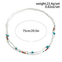 Bohemia Layered Seed Beaded Turquoise Belly Chain Set - ArtGalleryZen