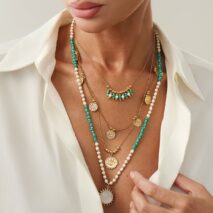 Bohemia Layered Sun Hammered Round Disk Pendant Seed Beaded Necklace Set - ArtGalleryZen