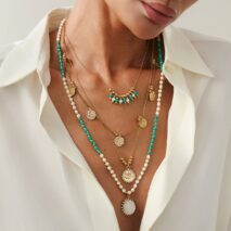 Bohemia Layered Sun Hammered Round Disk Pendant Seed Beaded Necklace Set - ArtGalleryZen