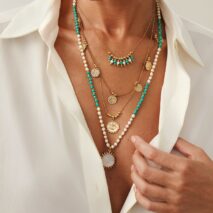 Bohemia Layered Sun Hammered Round Disk Pendant Seed Beaded Necklace Set - ArtGalleryZen