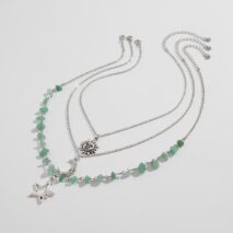 Bohemia Layered Sun Moon Star Pendant Turquoise Stone Necklace Set - ArtGalleryZen