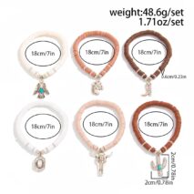 Bohemian 6pcs Cactus Cowboy Hat Charm Polymer Clay Beaded Bracelet Set - ArtGalleryZen