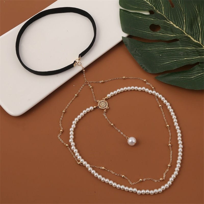 Bohemian Layered Beaded Pearl Elastic Thigh Leg Chain - ArtGalleryZen
