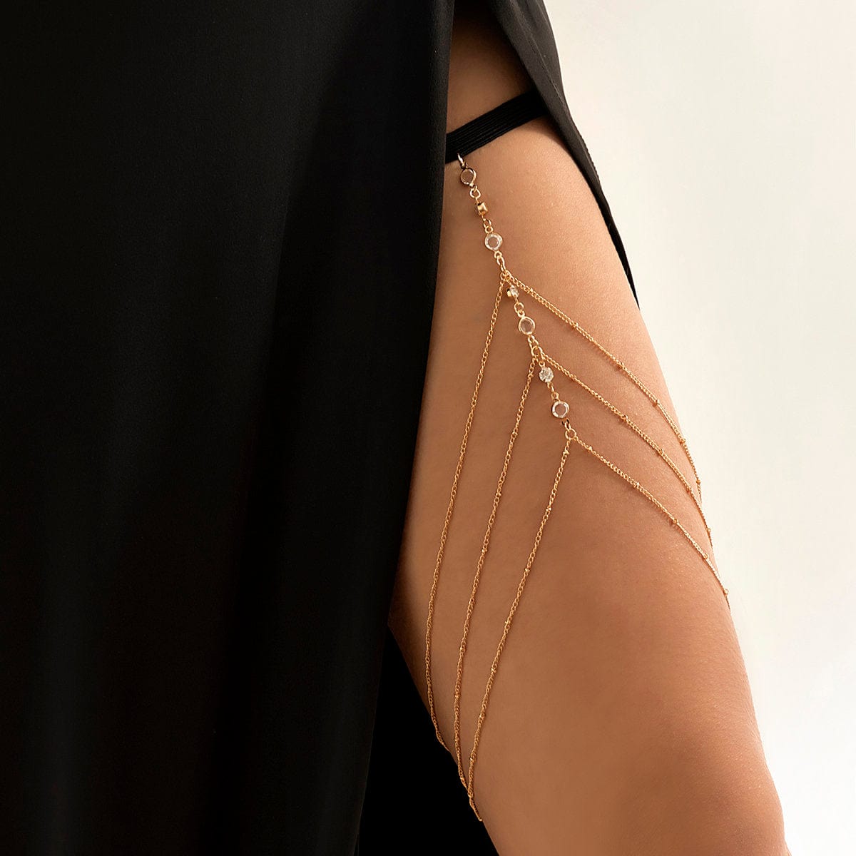 Bohemian Layered Rhinestone Inlaid Elastic Saturn Thigh Leg Chain - ArtGalleryZen
