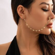 Bohemia No Piercing Nose To Ear Star Chain - ArtGalleryZen