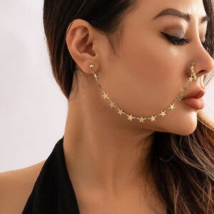 Bohemia No Piercing Nose To Ear Star Chain - ArtGalleryZen