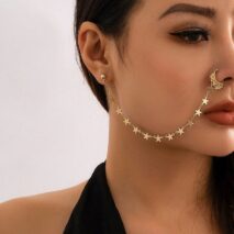 Bohemia No Piercing Nose To Ear Star Chain - ArtGalleryZen