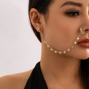 Bohemia No Piercing Nose To Ear Star Chain - ArtGalleryZen