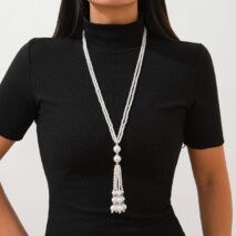 Bohemia Pearl Crystal Tassel Long Chain Y Necklace - ArtGalleryZen