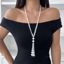 Bohemia Pearl Crystal Tassel Long Chain Y Necklace - ArtGalleryZen