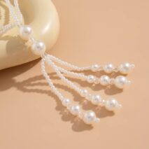 Bohemia Pearl Crystal Tassel Long Chain Y Necklace - ArtGalleryZen