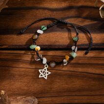 Bohemia Star Charm Turquoise Stone Wax Cord Bracelet - ArtGalleryZen