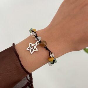 Bohemia Star Charm Turquoise Stone Wax Cord Bracelet - ArtGalleryZen