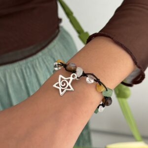 Bohemia Star Charm Turquoise Stone Wax Cord Bracelet - ArtGalleryZen