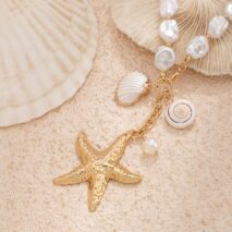 Bohemia Starfish Conch Pendant Pearl Chain Necklace - ArtGalleryZen