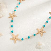 Bohemia Textured Starfish Turquoise Waist Chain - ArtGalleryZen