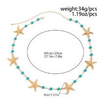 Bohemia Textured Starfish Turquoise Waist Chain - ArtGalleryZen