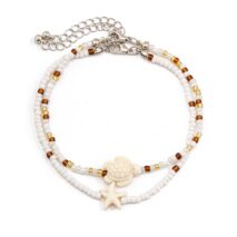 Bohemia Turtle Starfish Charm Seed Beaded Anklet Set - ArtGalleryZen