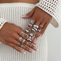 Boho 20pcs Glossy Hollow Heart Wide Ring Set - ArtGalleryZen