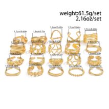 Boho 20pcs Glossy Hollow Heart Wide Ring Set - ArtGalleryZen